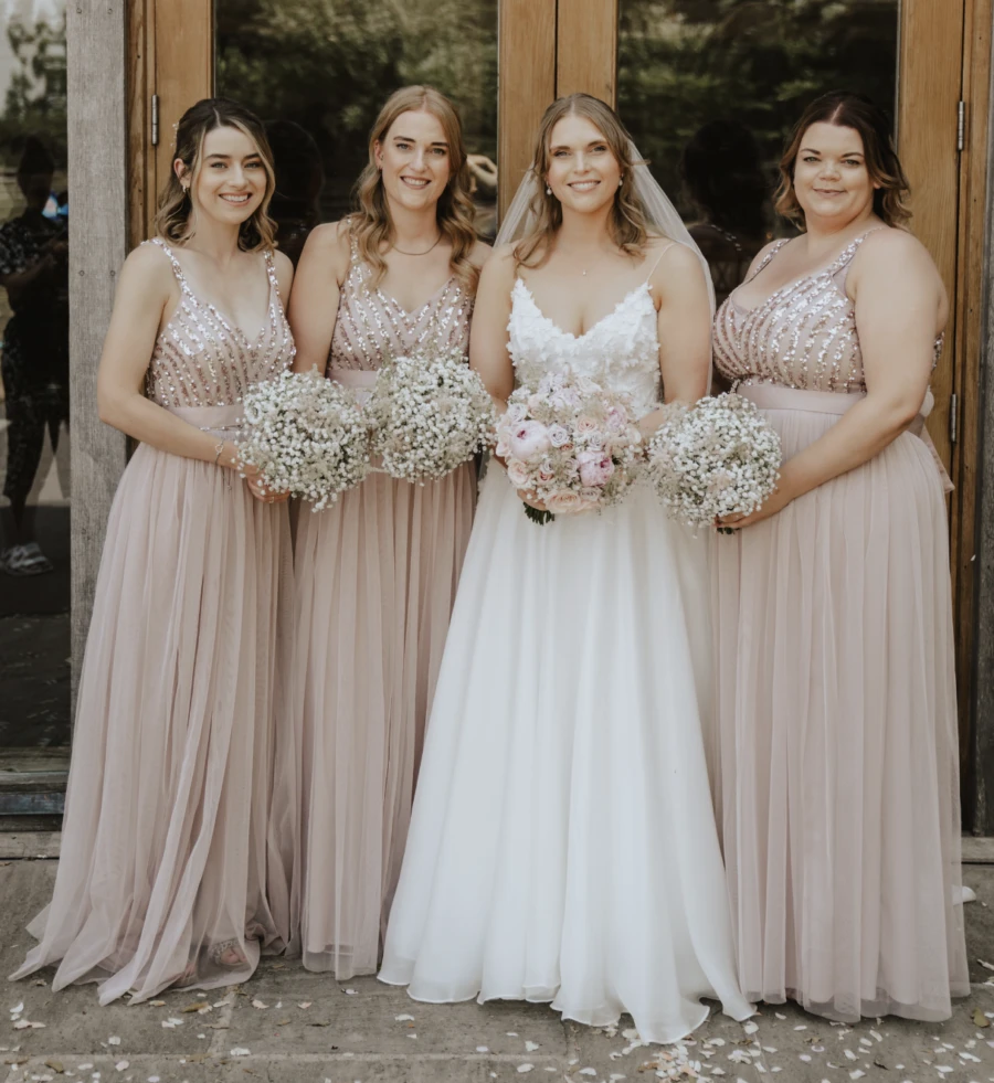 Bride and her bridesmaids