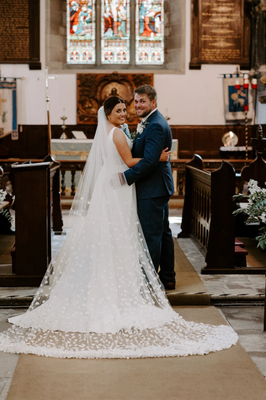 Bride and groom in church