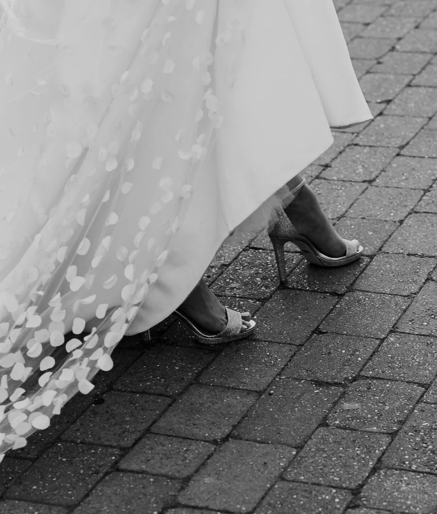 Close up of wedding shoes