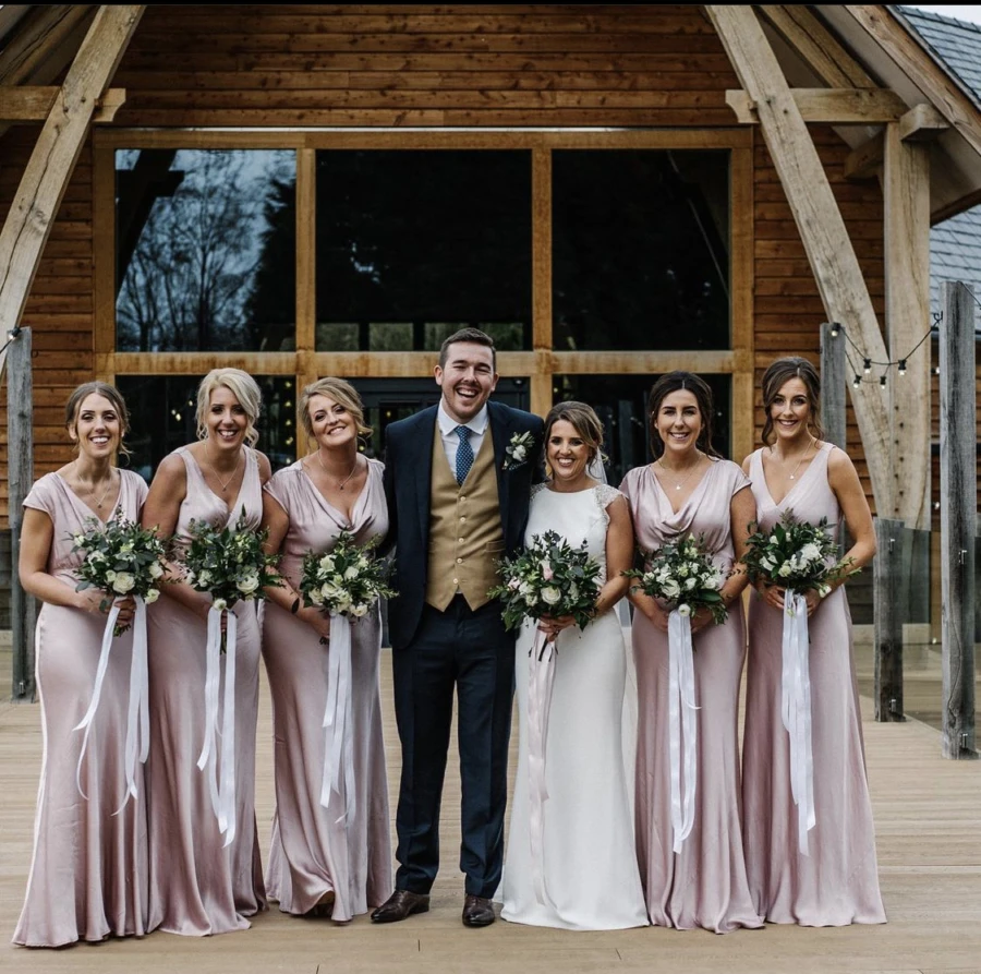 Groom, bride and bridesmaids