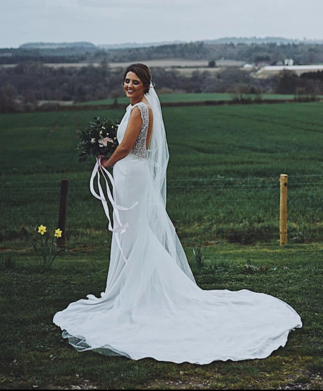 Louise in her wedding dress from Rachel Ash